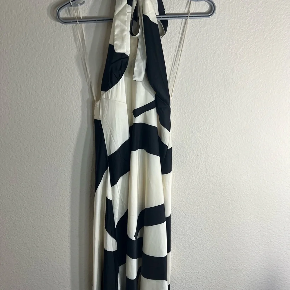 Anthropologie women’s Bardot Citron abstract colorblock print Halter Midi Dress - Picture 5 of 12